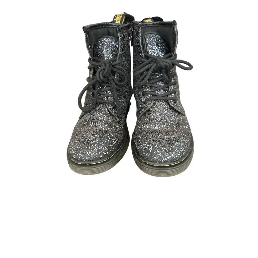 Dr. Martens 1460 Glitter Black Leather Boots Sz 3 - Girls